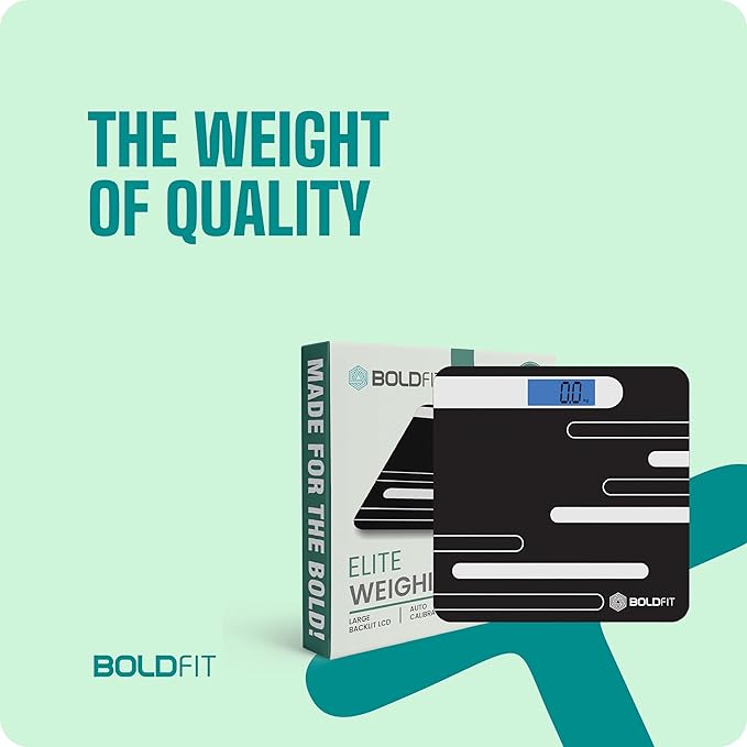 Boldfit Weight Machine For Body Weight Digital Bathroom Scale, 36Months Warranty Black,Max Weight 180Kg
