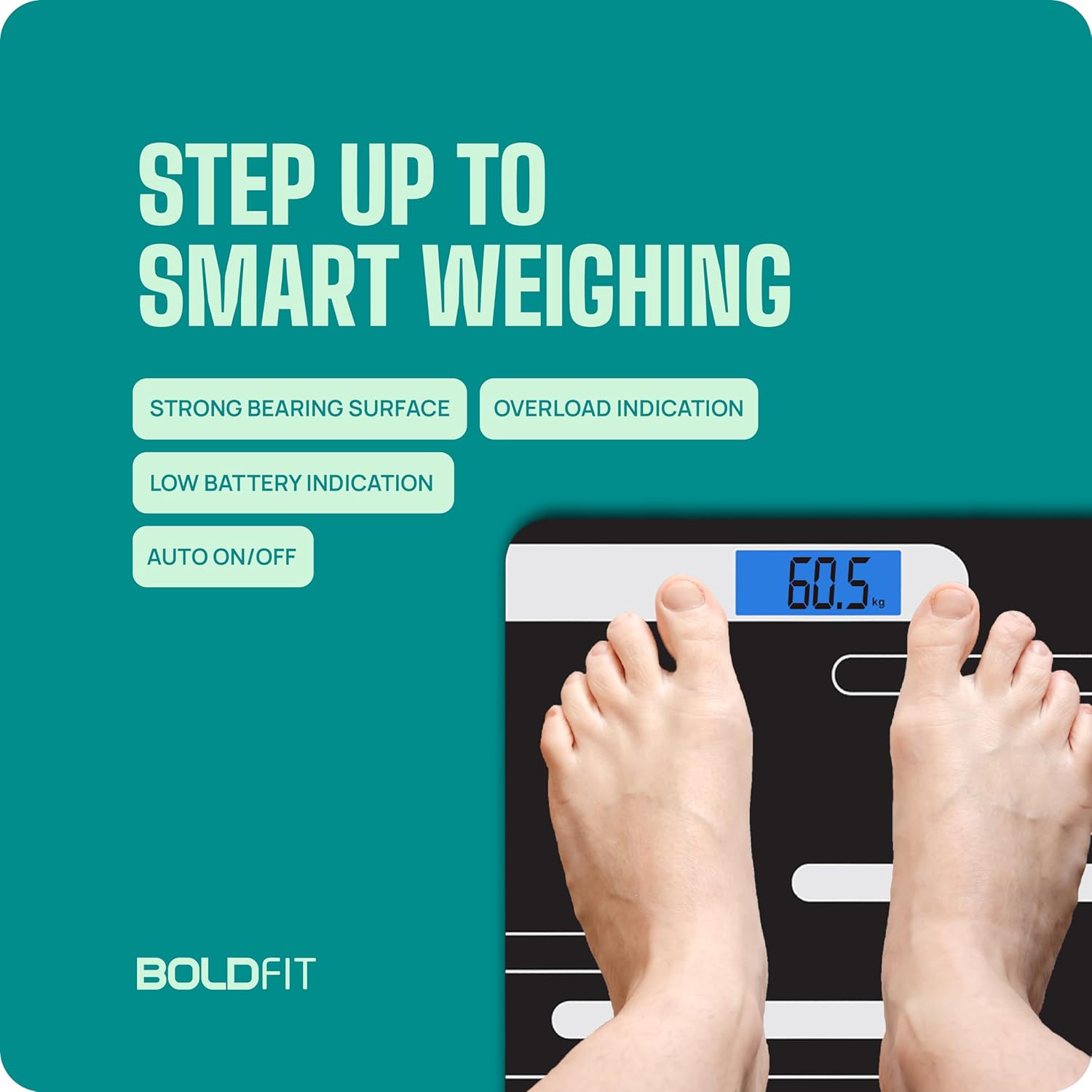 Boldfit Weight Machine For Body Weight Digital Bathroom Scale, 36Months Warranty Black,Max Weight 180Kg