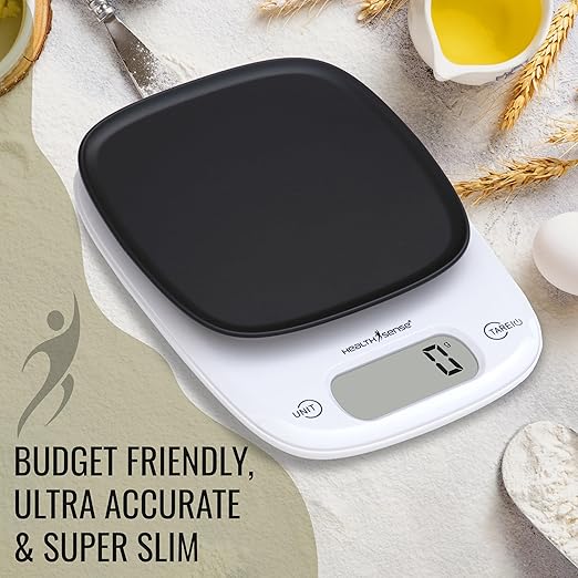 HealthSense Weight Machine for Kitchen, Touch Button, Tare Function & 1 Year Warranty – Chef-Mate KS 63