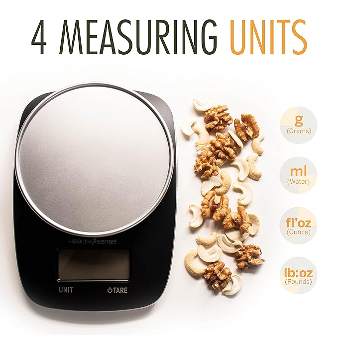 HealthSense Chef-Mate KS 33 Digital Kitchen Weighing Scale, 1 Year Warranty & Batteries Included