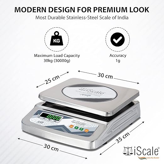 iScale IST i-07 30kg x 1g Stainless Steel Digital Weighing Scale