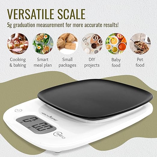 HealthSense Weight Machine for Kitchen, Touch Button, Tare Function & 1 Year Warranty – Chef-Mate KS 63